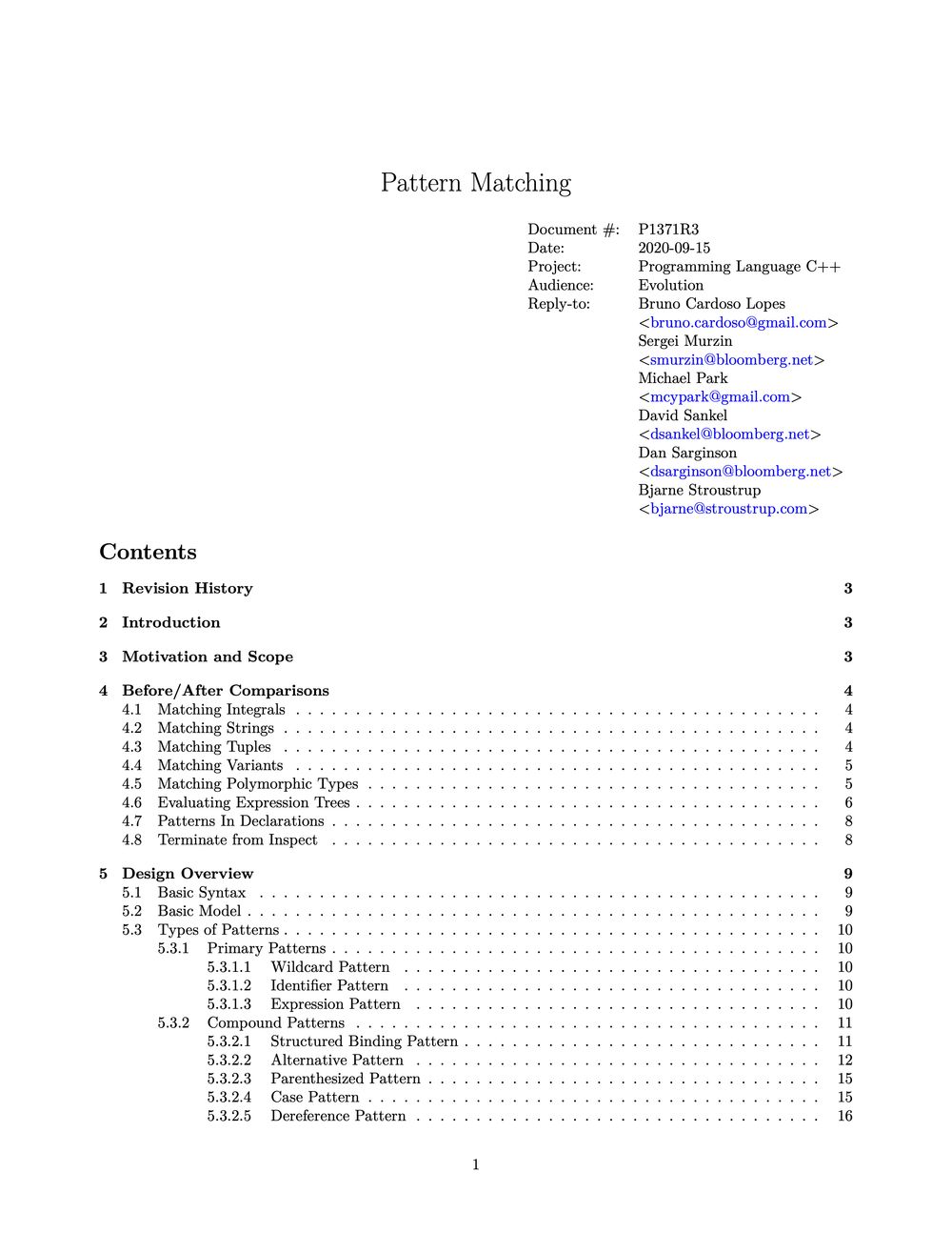 Title page and table of contents