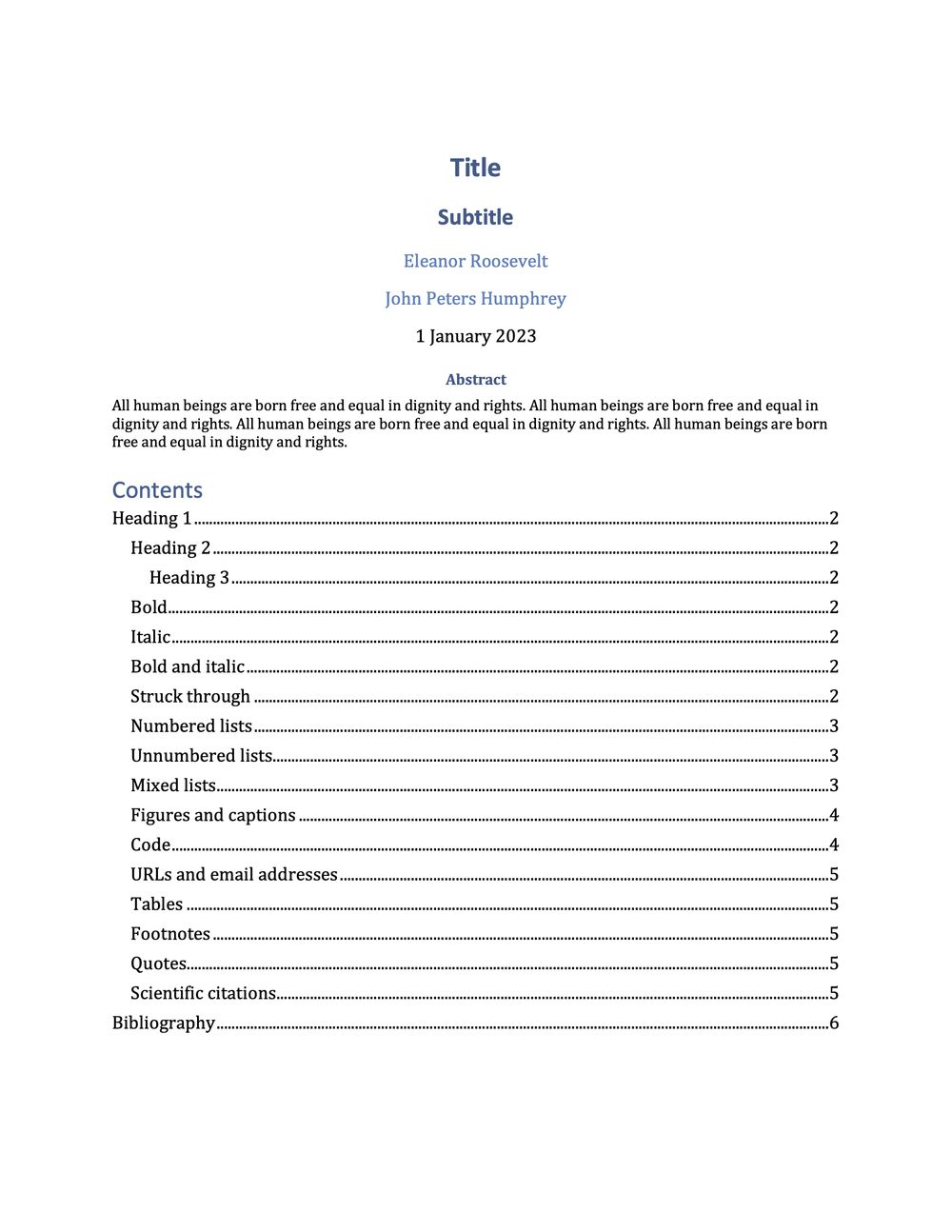 Article Word DOCX output
