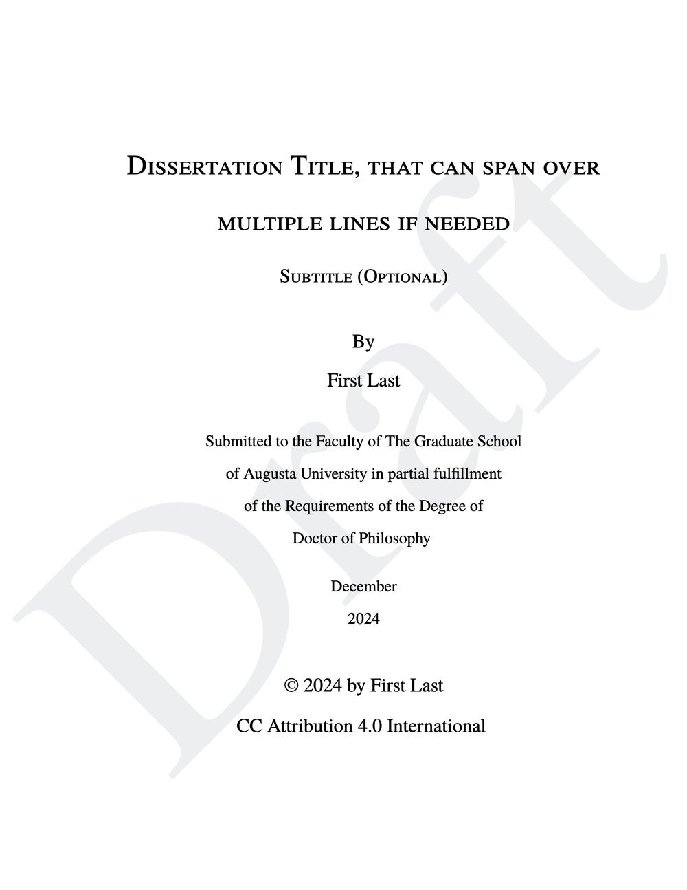 Dissertation Template for Augusta University