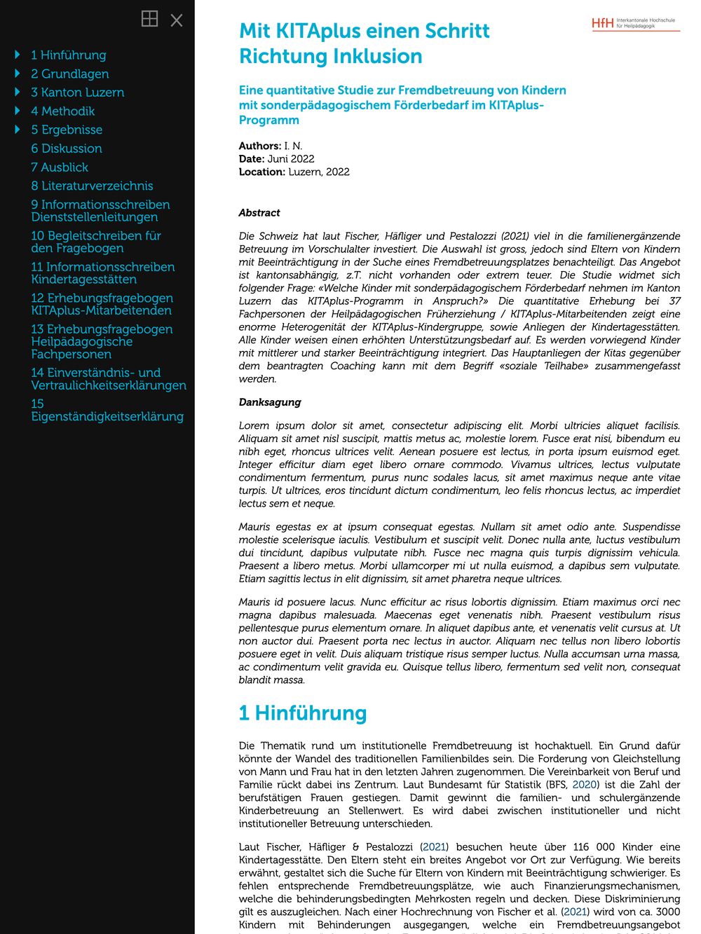 HTML with open sidebar