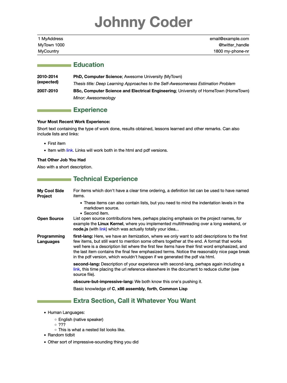HTML format