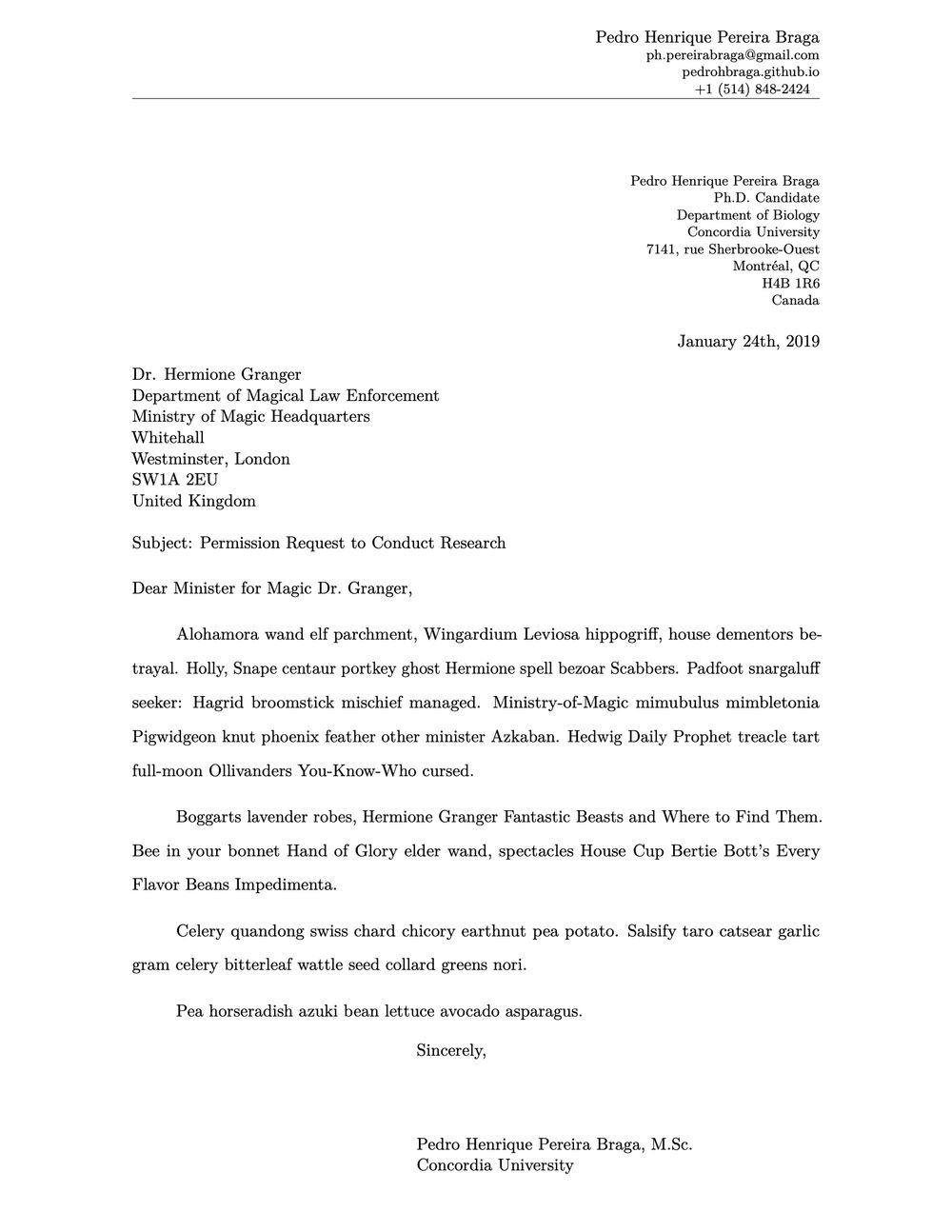 Academic Cover Letter Example