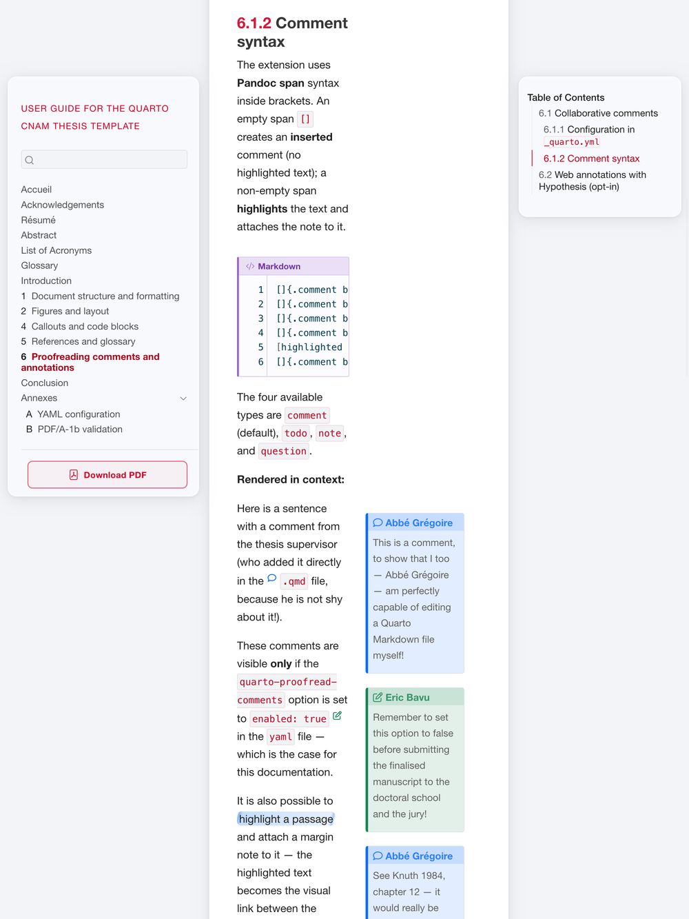 HTML Comments/Annotations