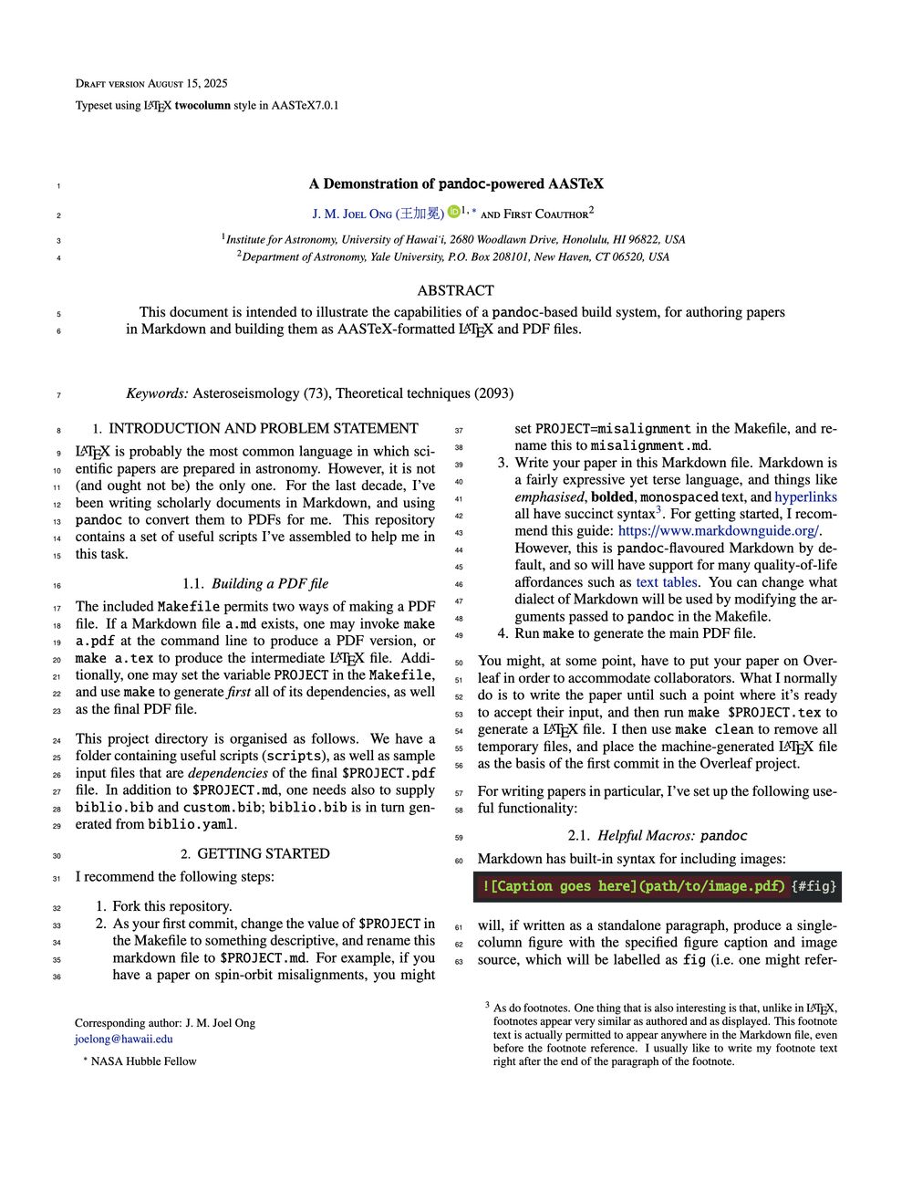 An example PDF article rendered with aas-markdown
