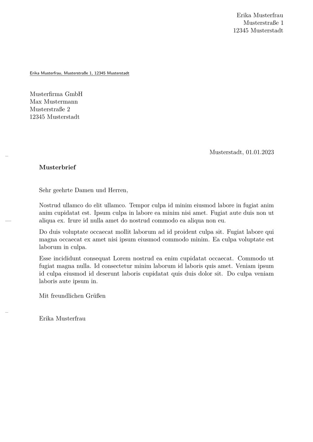 Pandoc Letter Template DIN 5008 (Minimal Example)
