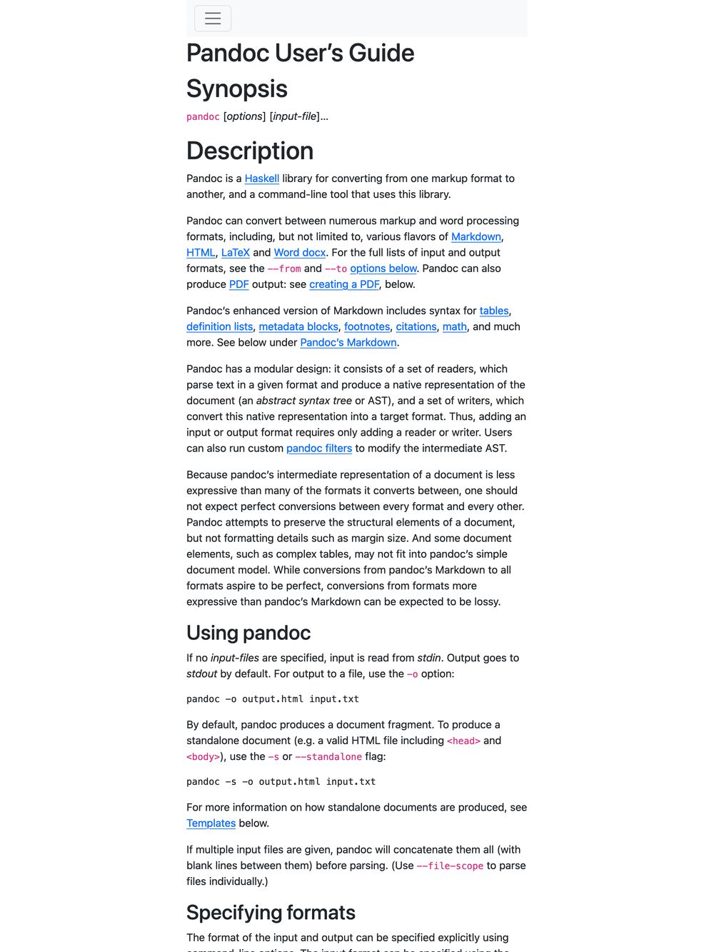 Bootstrap Template for pandoc